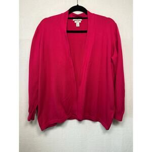 L.L. Bean Supima Cotton Cardigan Sweater, Hot Pink, XL